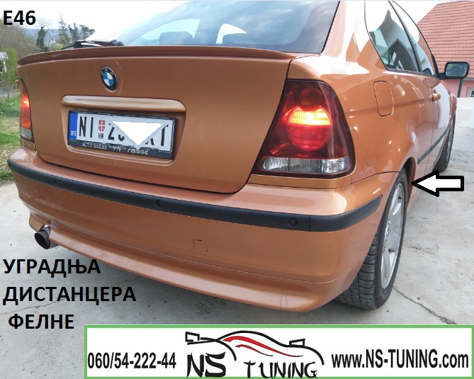 bmw e46 compact distanceri 5x120 srafovi 12x1.5 ugradnja novi sad tuning